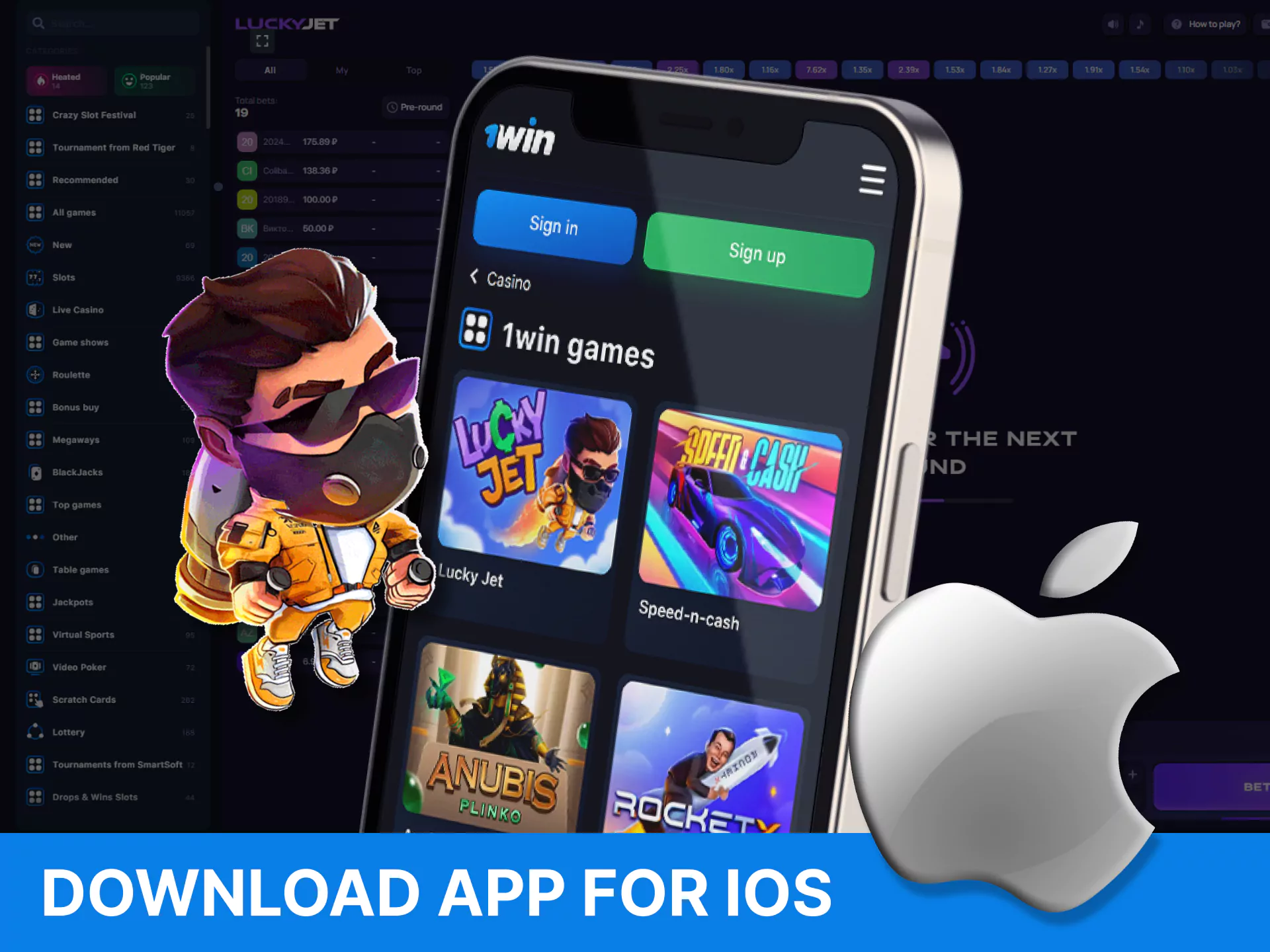 Download and install the app from WOWBet to play Lucky Jet on your Android device.