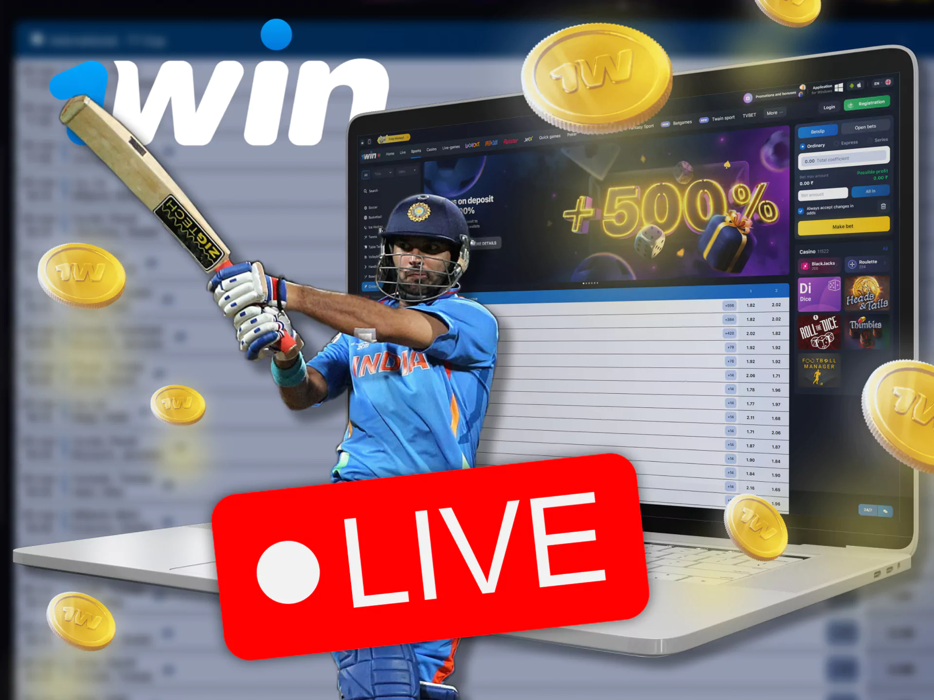 Bet on cricket matches at WowBet during its live streaming.