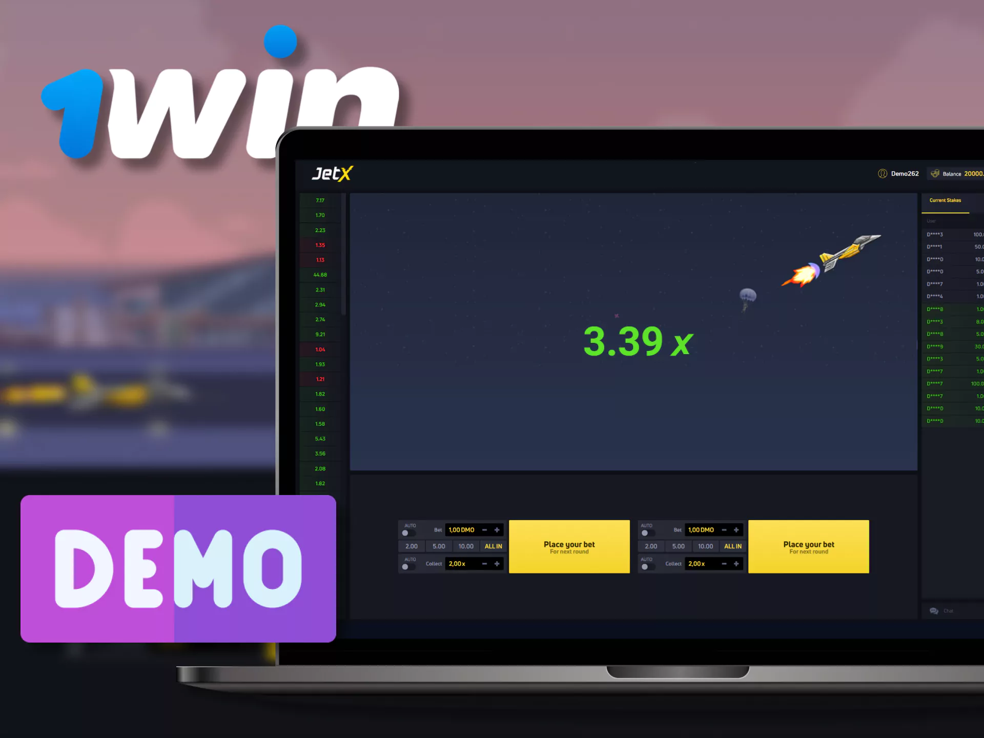 On WOWBet, try playing the JetX demo game.