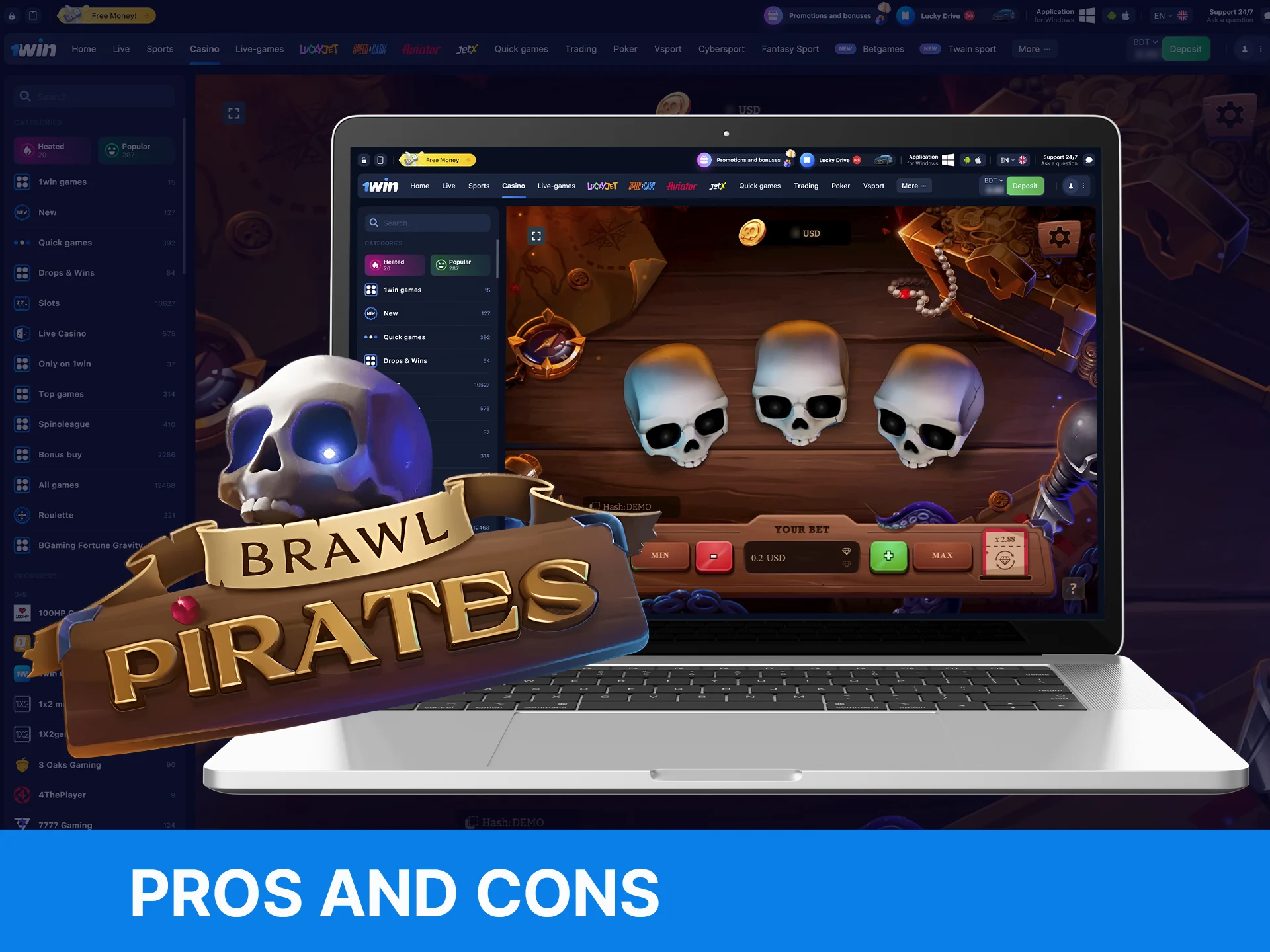 The main pros and cons of the Brawl Pirates game at WOWBet.