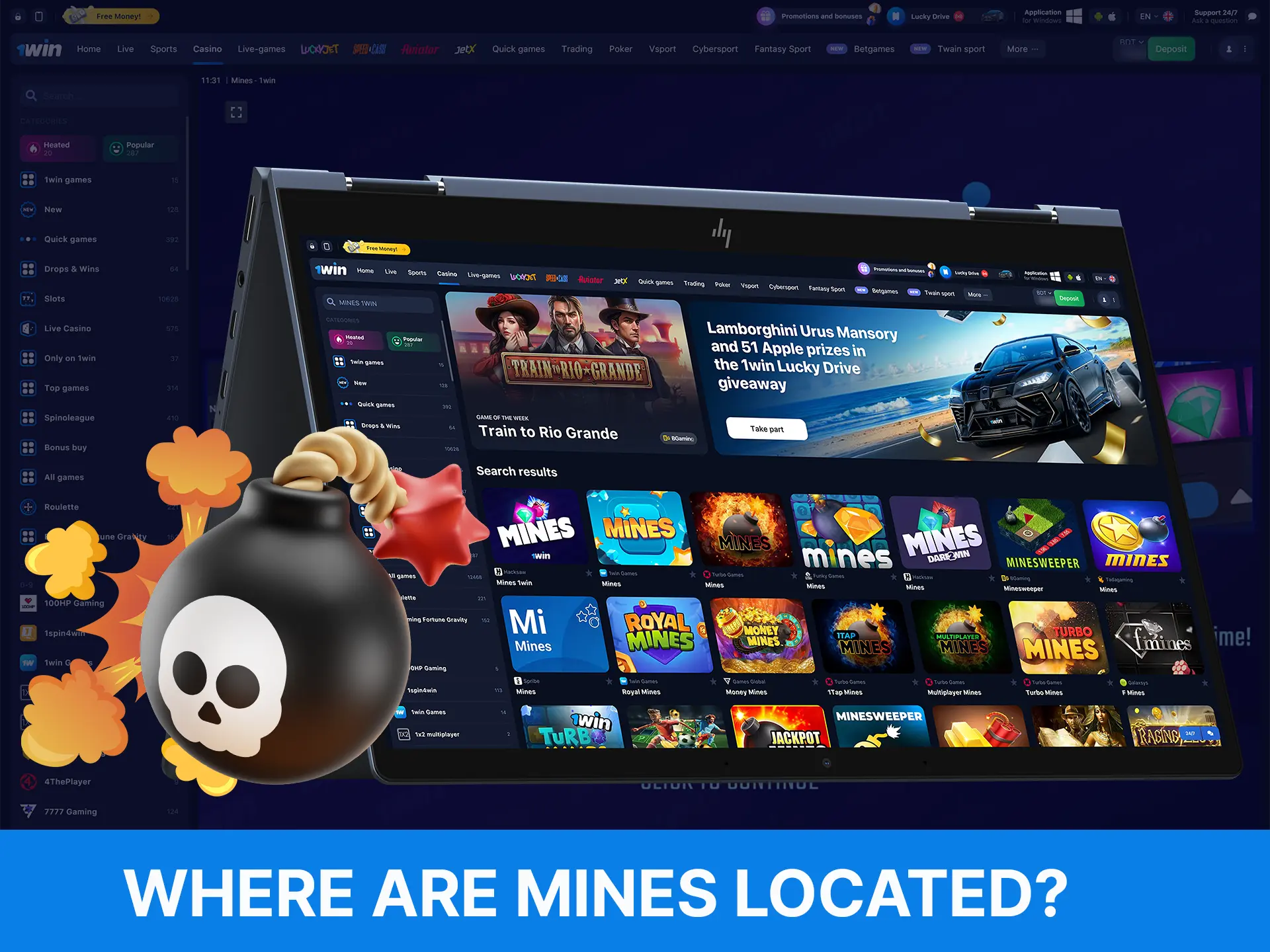 How to find the Mines game on the WOWBet website.