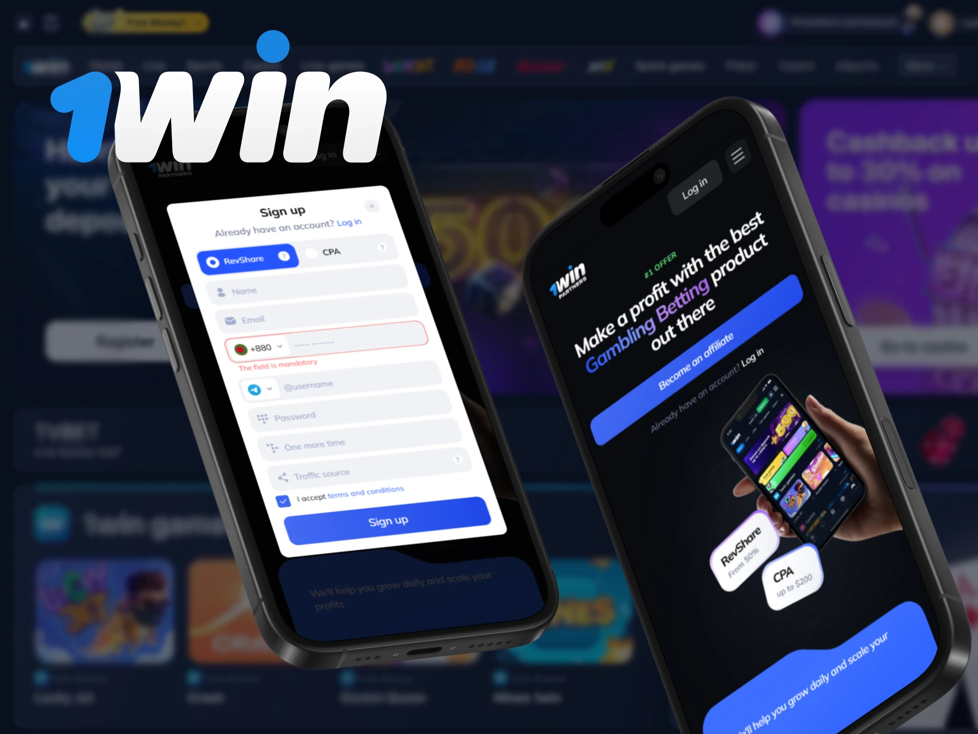 Become a WowBet partner through the mobile version of the website.